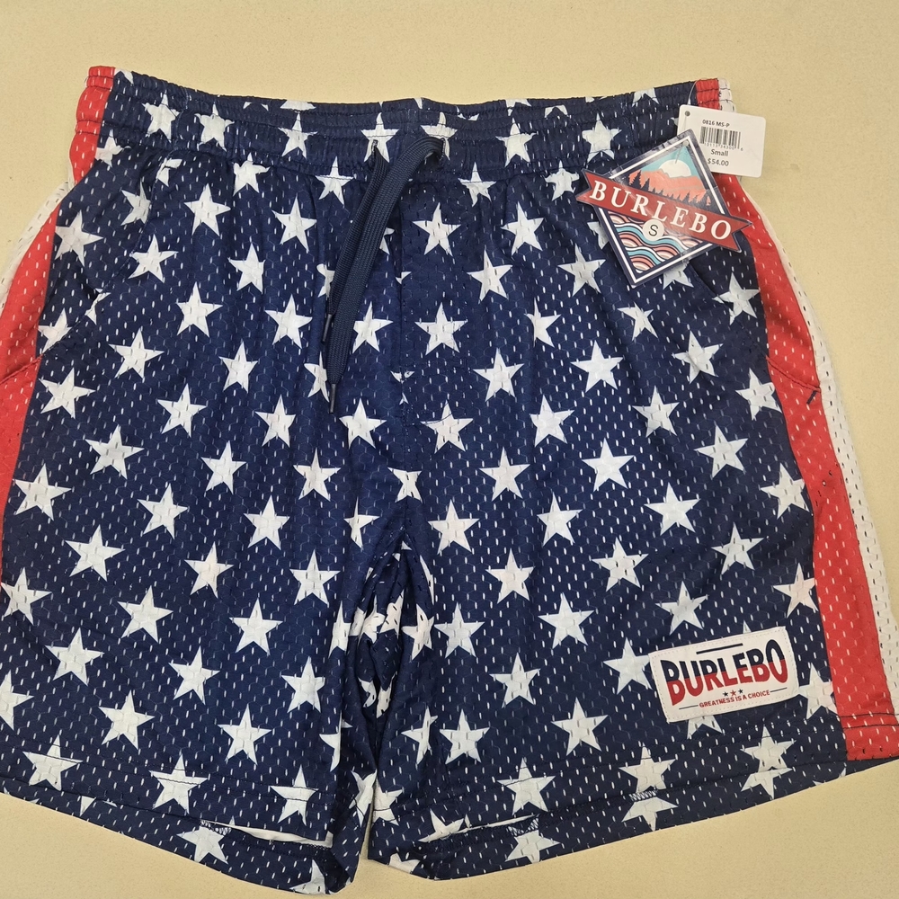 BURLEBO Men's Athletic Shorts - Red, Blue, White